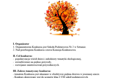 Zdjęcie do Wyniki Międzygminnego Konkursu Fotograficznego kl. I-VIII &bdquo;Drzewo jesienią malowane&rdquo;