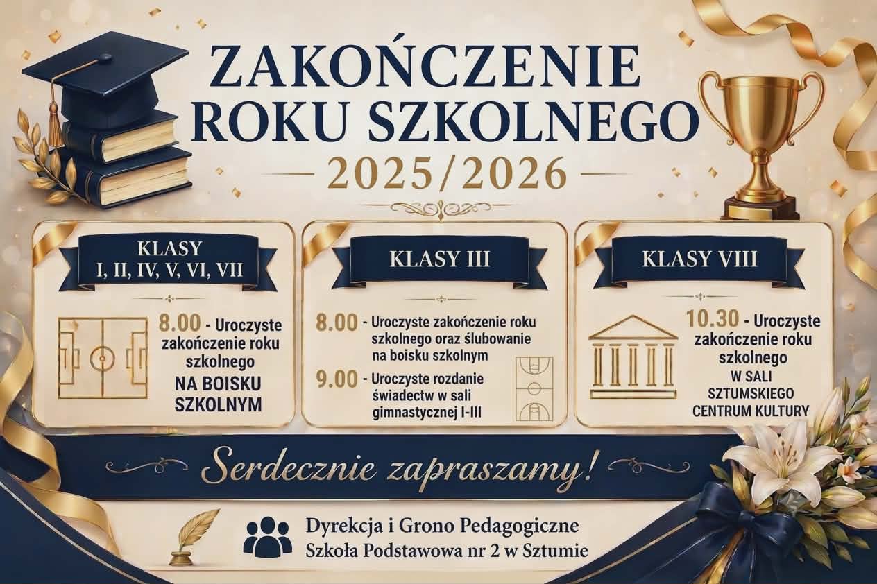 Harmonogram zakończenia roku szkolnego 