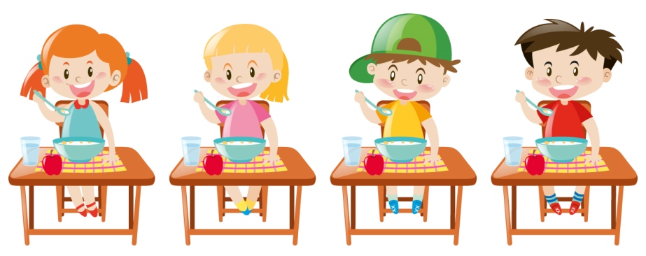 ilustracja dzieci jedzą 