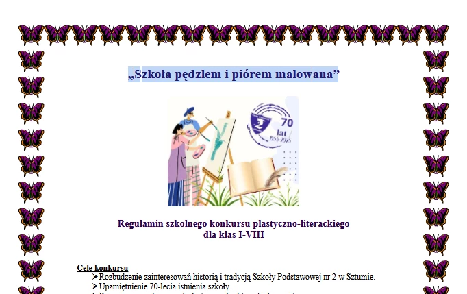 Zdjęcie do Konkurs &bdquo;Szkoła pędzlem i pi&oacute;rem malowana&rdquo;